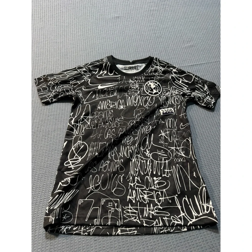 Nike Club America Graffiti Pre-Match Jersey Youth Small Black White